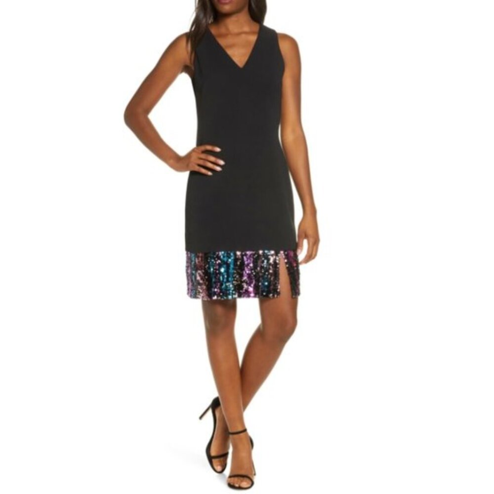 Vince Camuto || Sequin Hem A-Line Cocktail Dress
